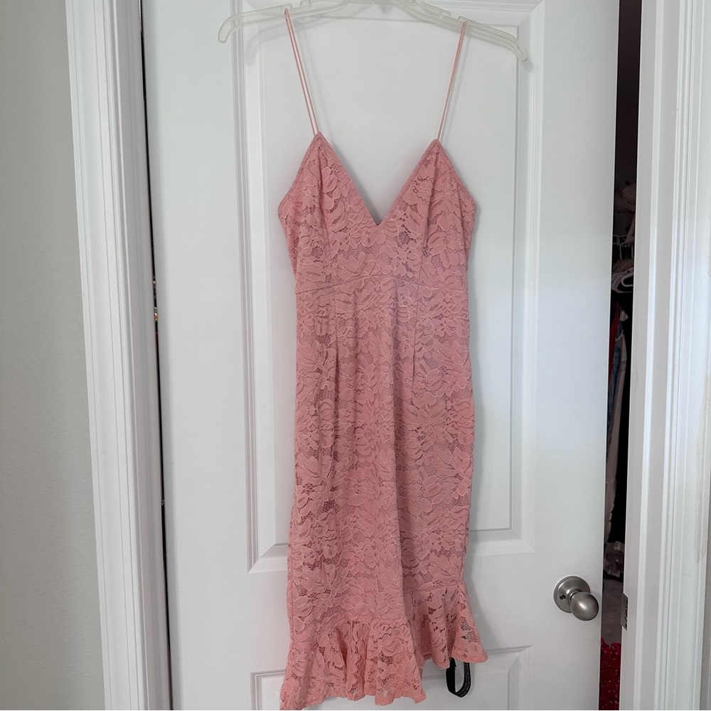 New with tags: PrettyLittleThing Cami Lace Ruffle Hem Midi Dress - Picture 11 of 11